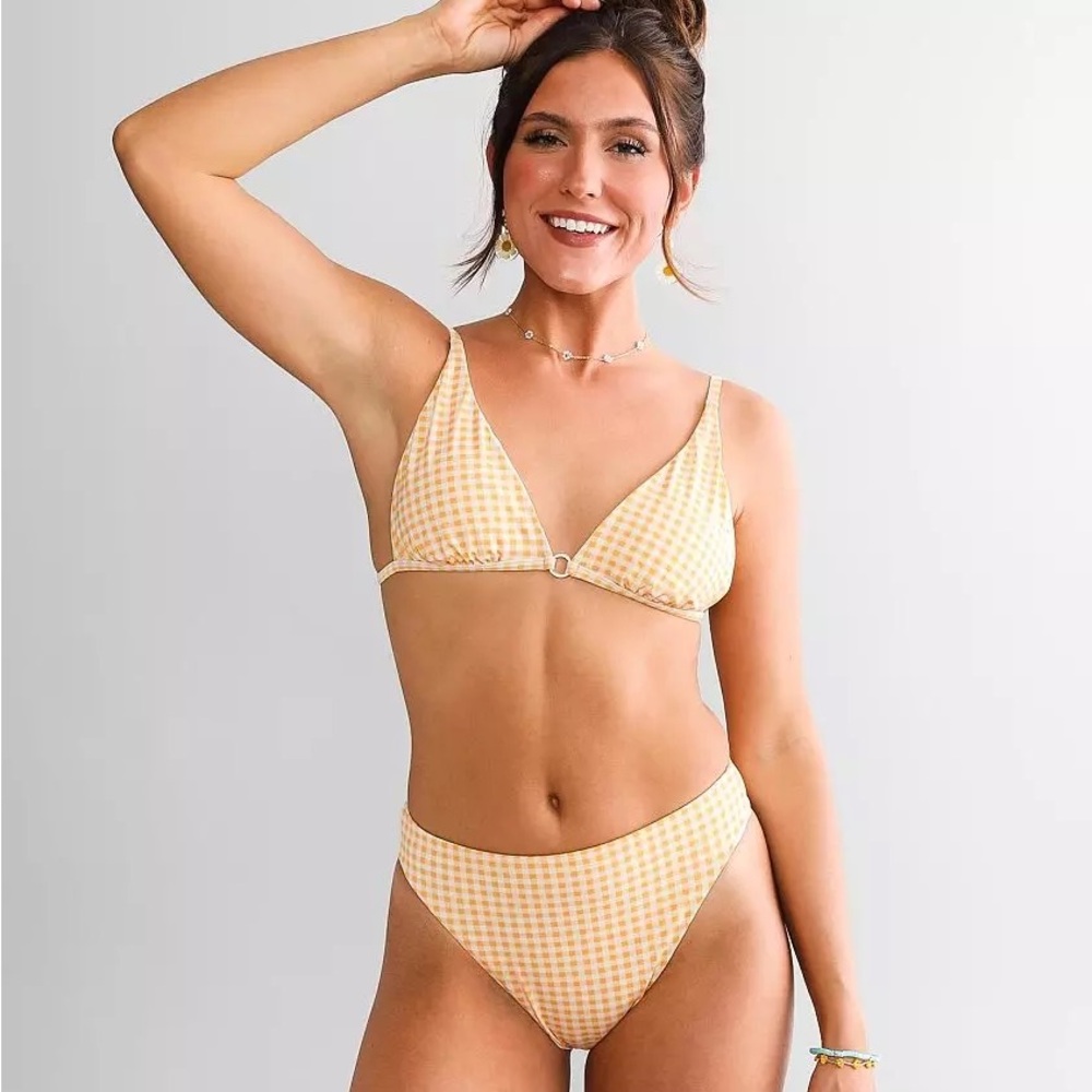 Dippin Daisy’s gingham bikini set with sarong